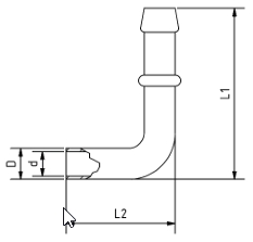 Slangestuss 90° pressunion 8 mm.