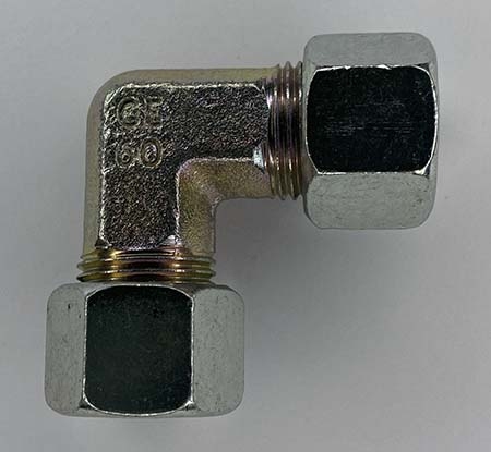 90 graders bend (L-stykke) med pressunioner i 12 mm.